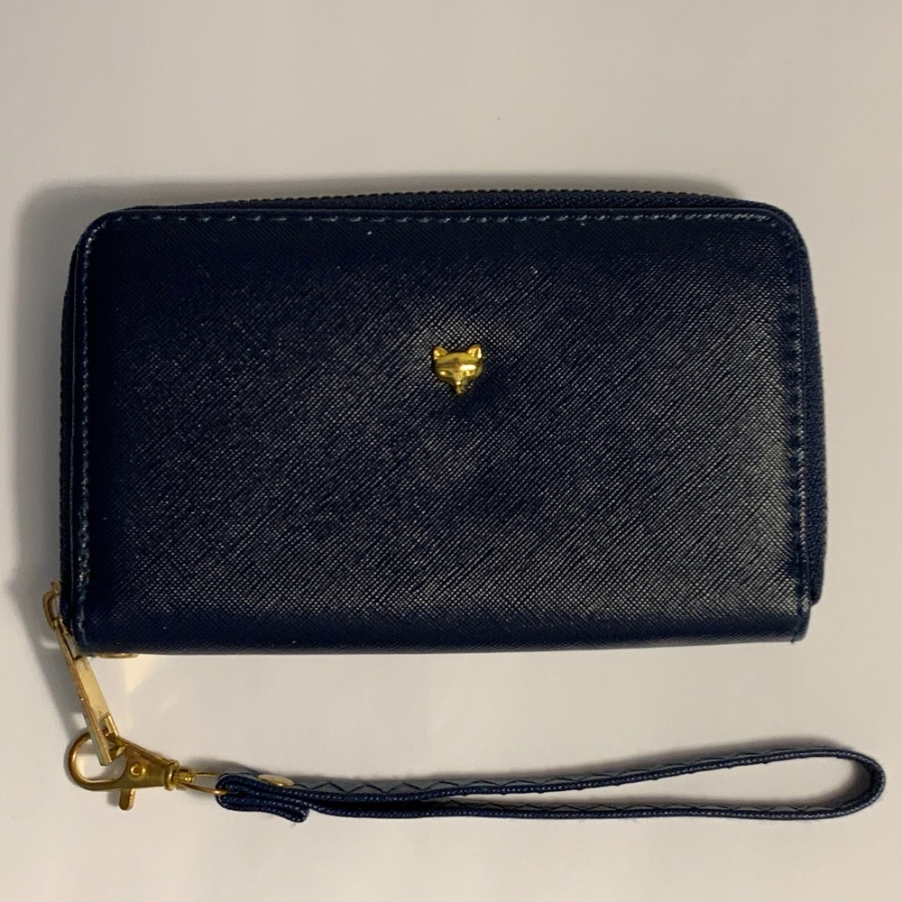 Navy Wristlet with Gold Detailing